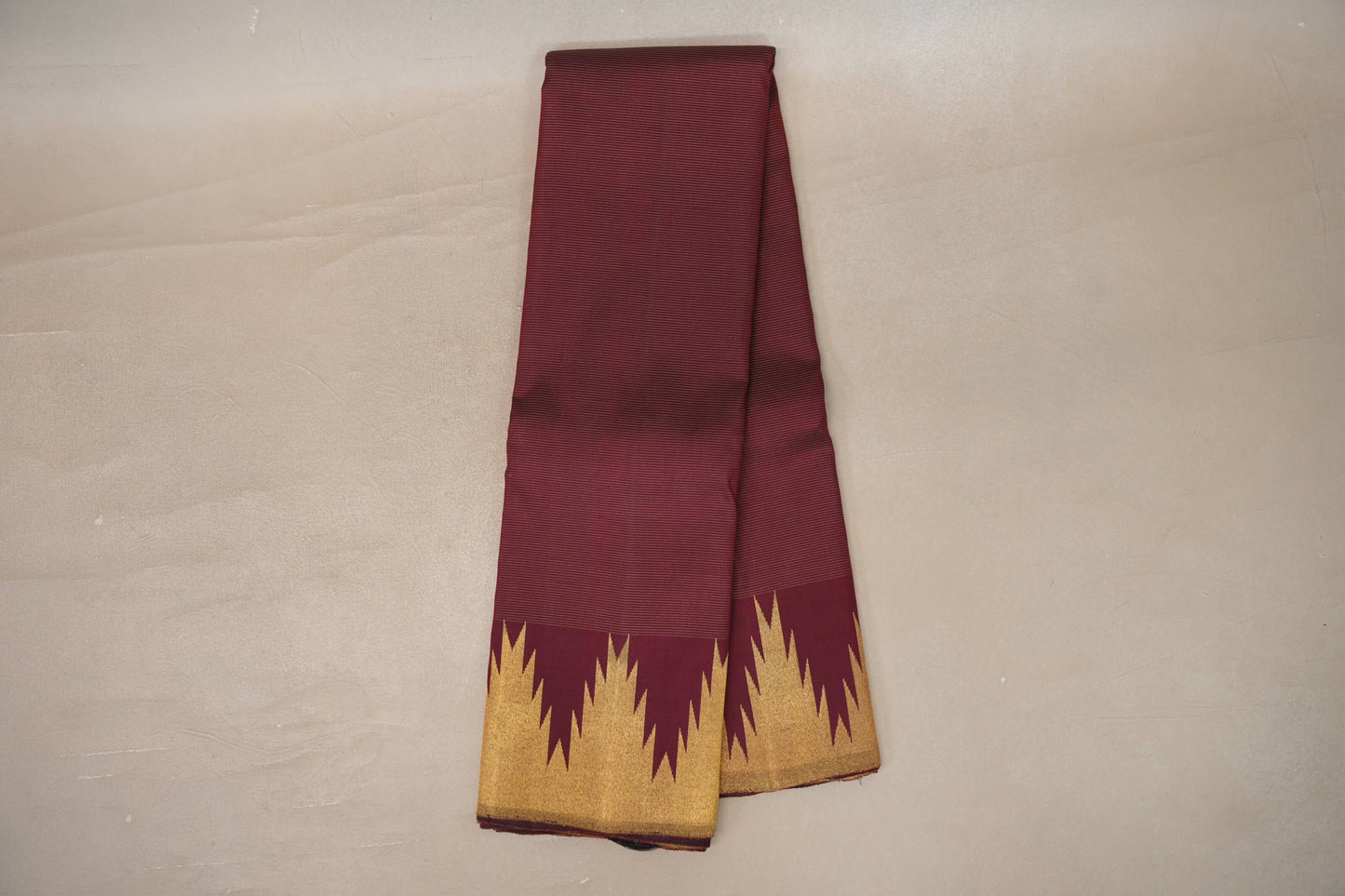 Online Deep Maroon Vaira Oosi with Temple Borders Vintage Kanjivaram Silk Saree