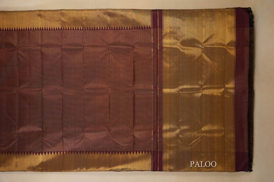 Deep Maroon Vintage Kanjivaram Silk Saree paloo
