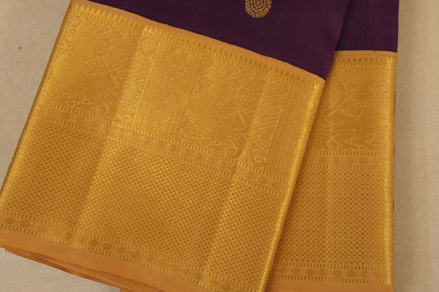 Dark Purple Kanjivaram Silk Saree border
