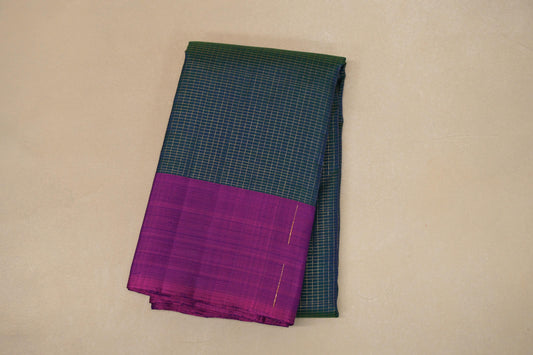 Dual Tone Peacock Blue and Green Vintage Kanjivaram Silk Saree