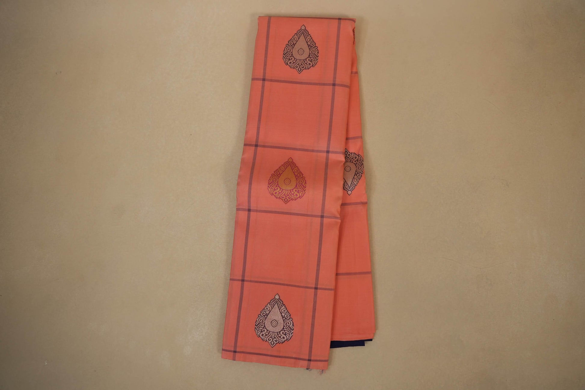Peach Pink Kanchipuram Silk Saree 