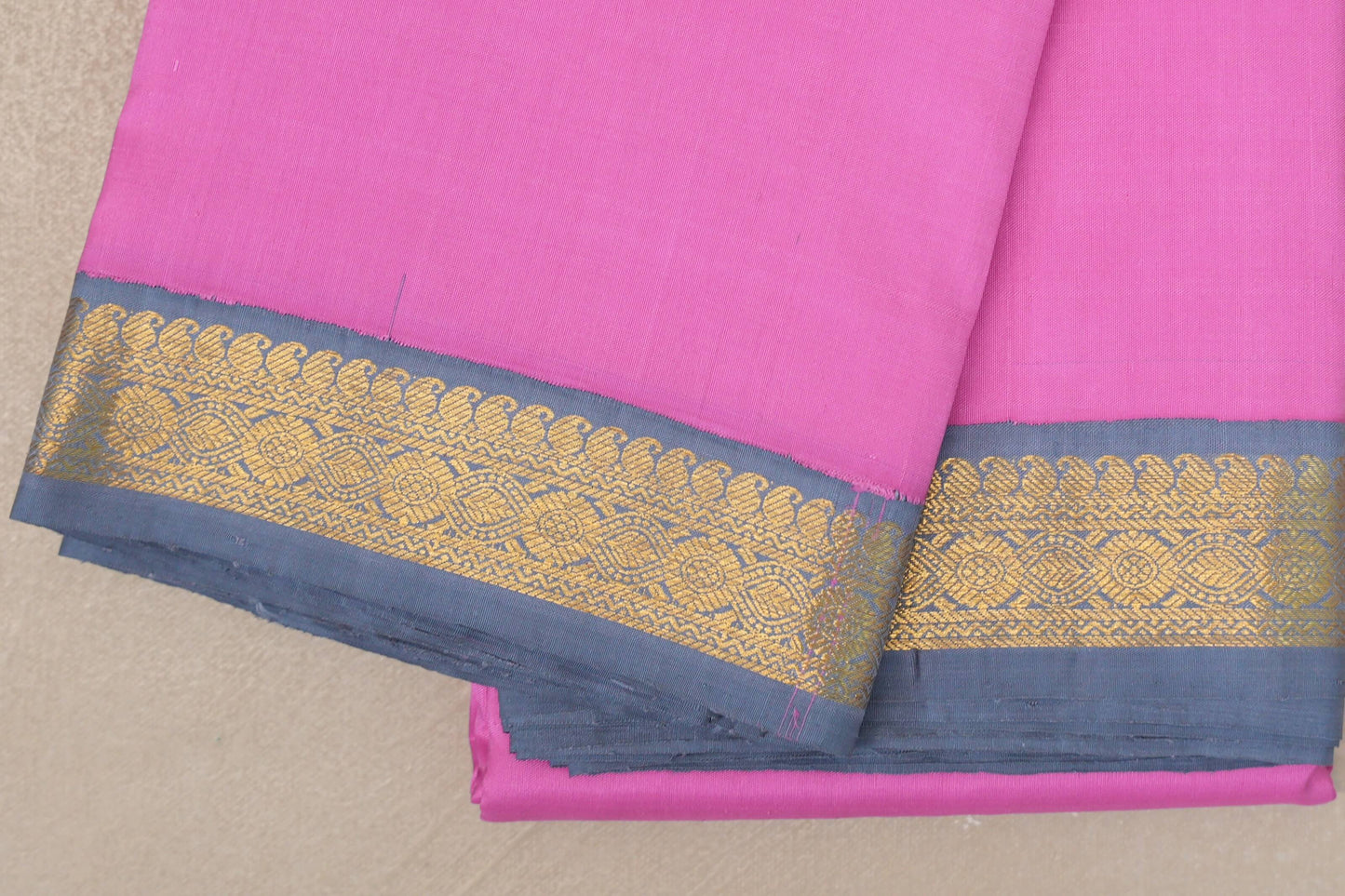 Rose Pink Vintage Kanjivaram Silk Saree border