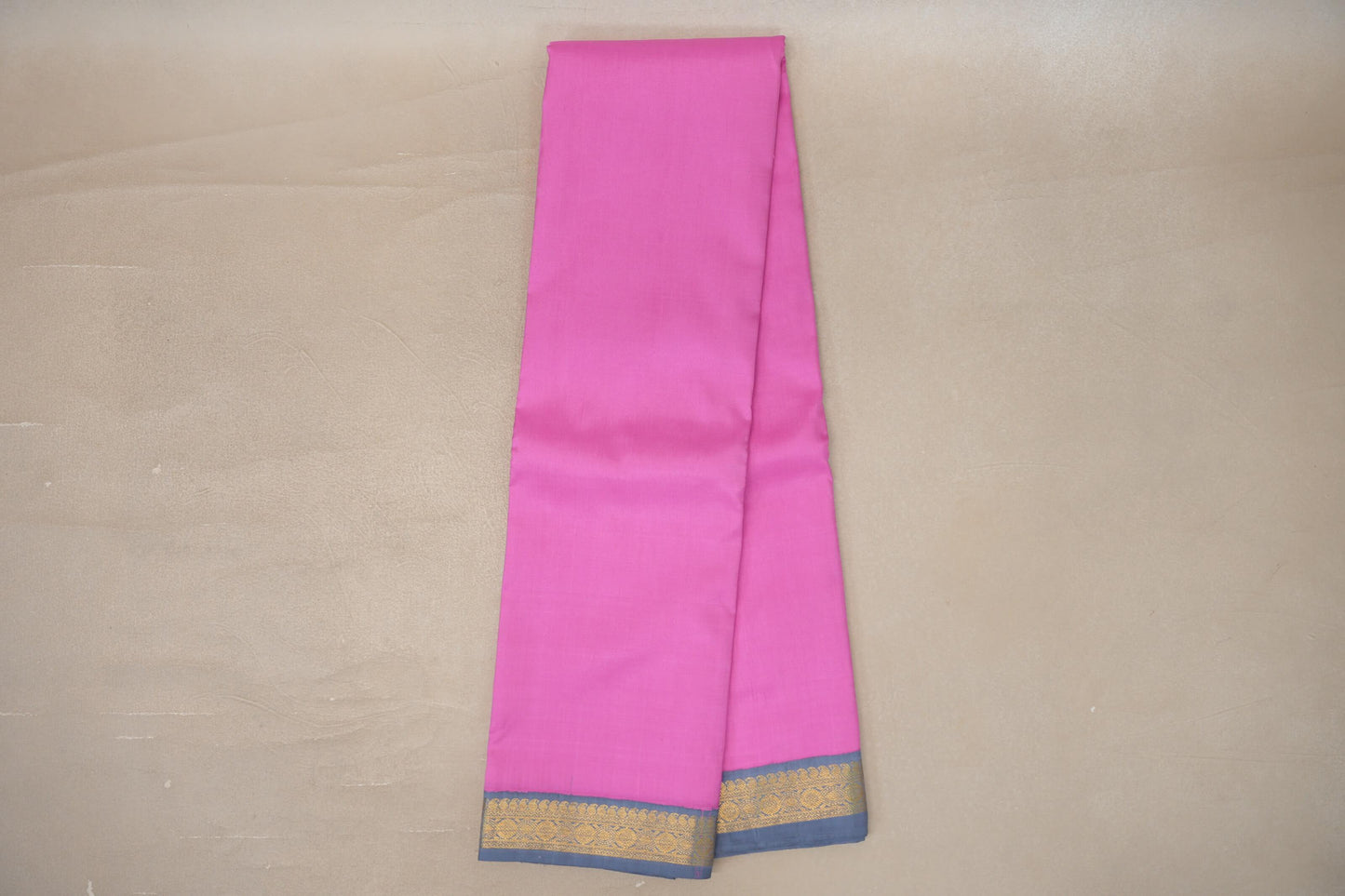 Online Rose Pink with Grey Blue Borders Vintage Kanjivaram Silk Saree
