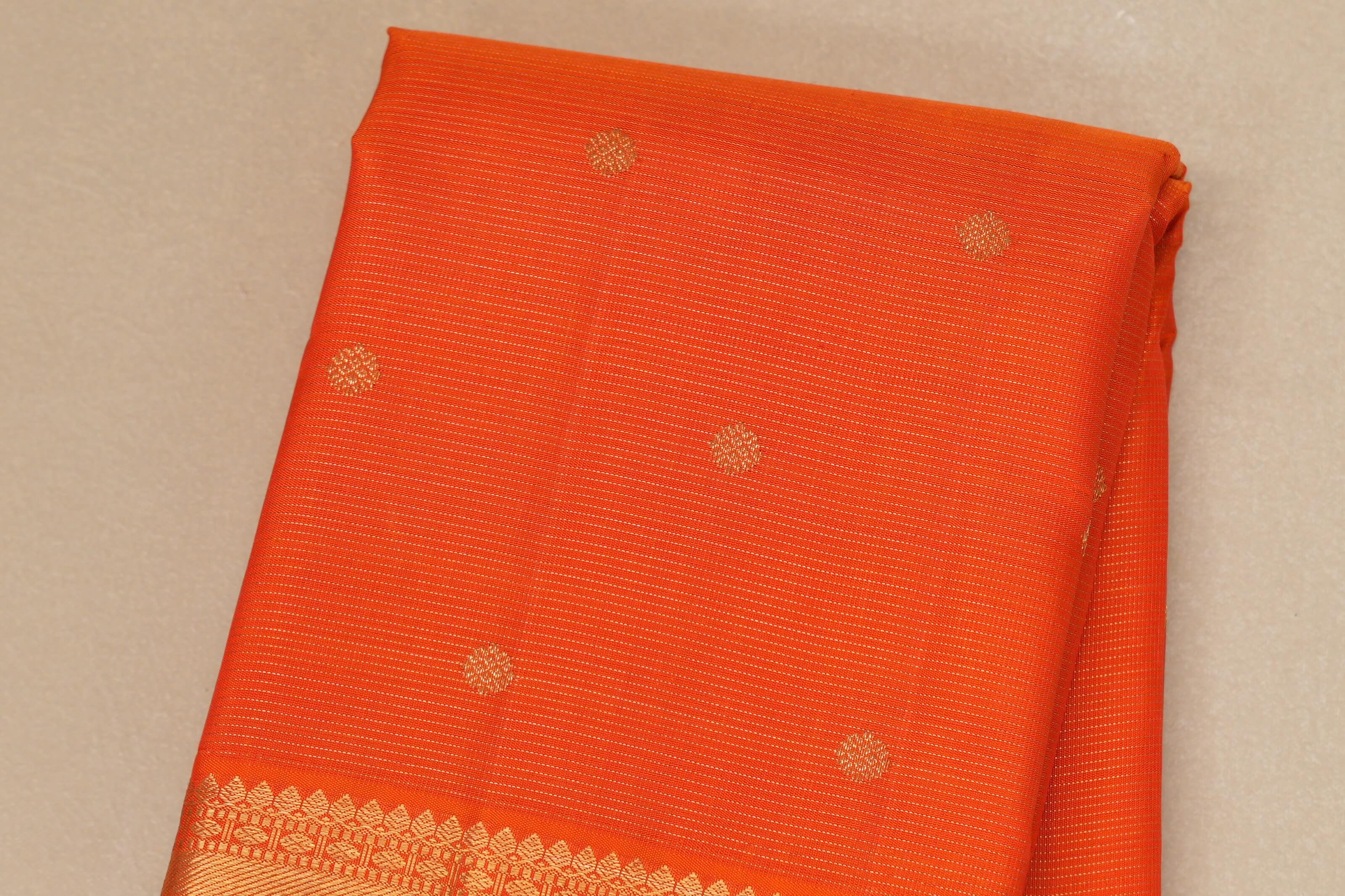 Bright Orange Heirloom Kanjivaram Silk Saree by Shreenivas Silks body
