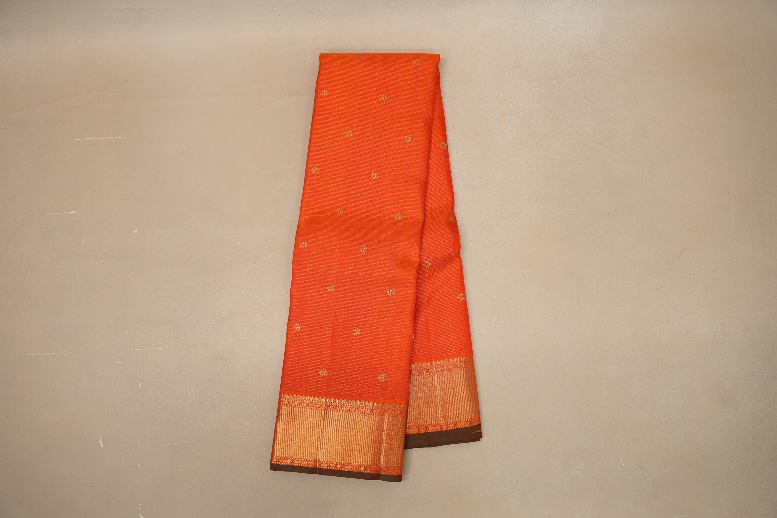 Bright Orange Heirloom Kanjivaram Silk Saree SS8756