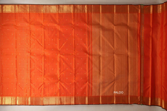 Bright Orange Heirloom Kanjivaram Silk Saree by Shreenivas Silks paloo