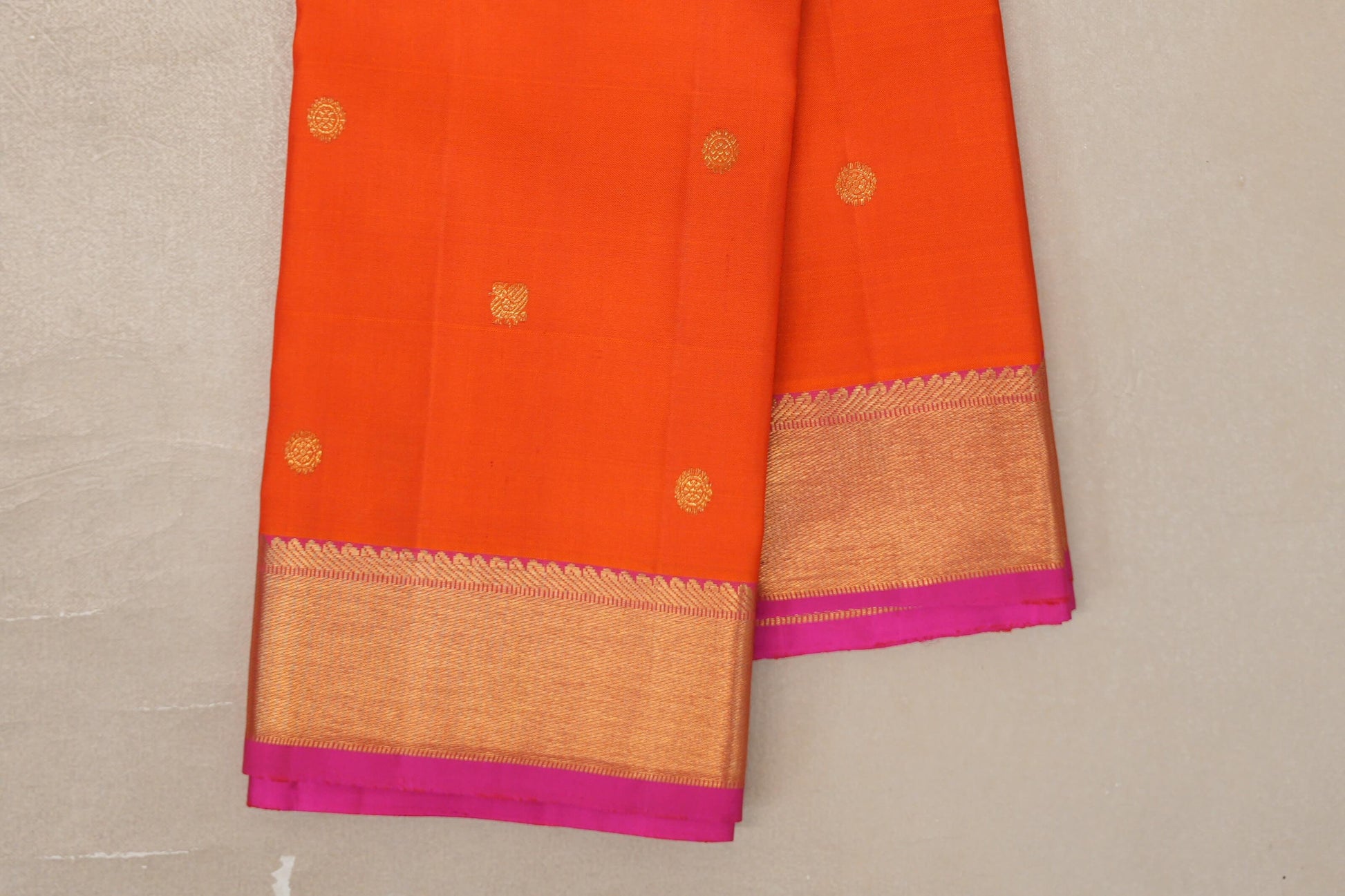 Bright Orange Vintage Kanjivaram Silk Saree border