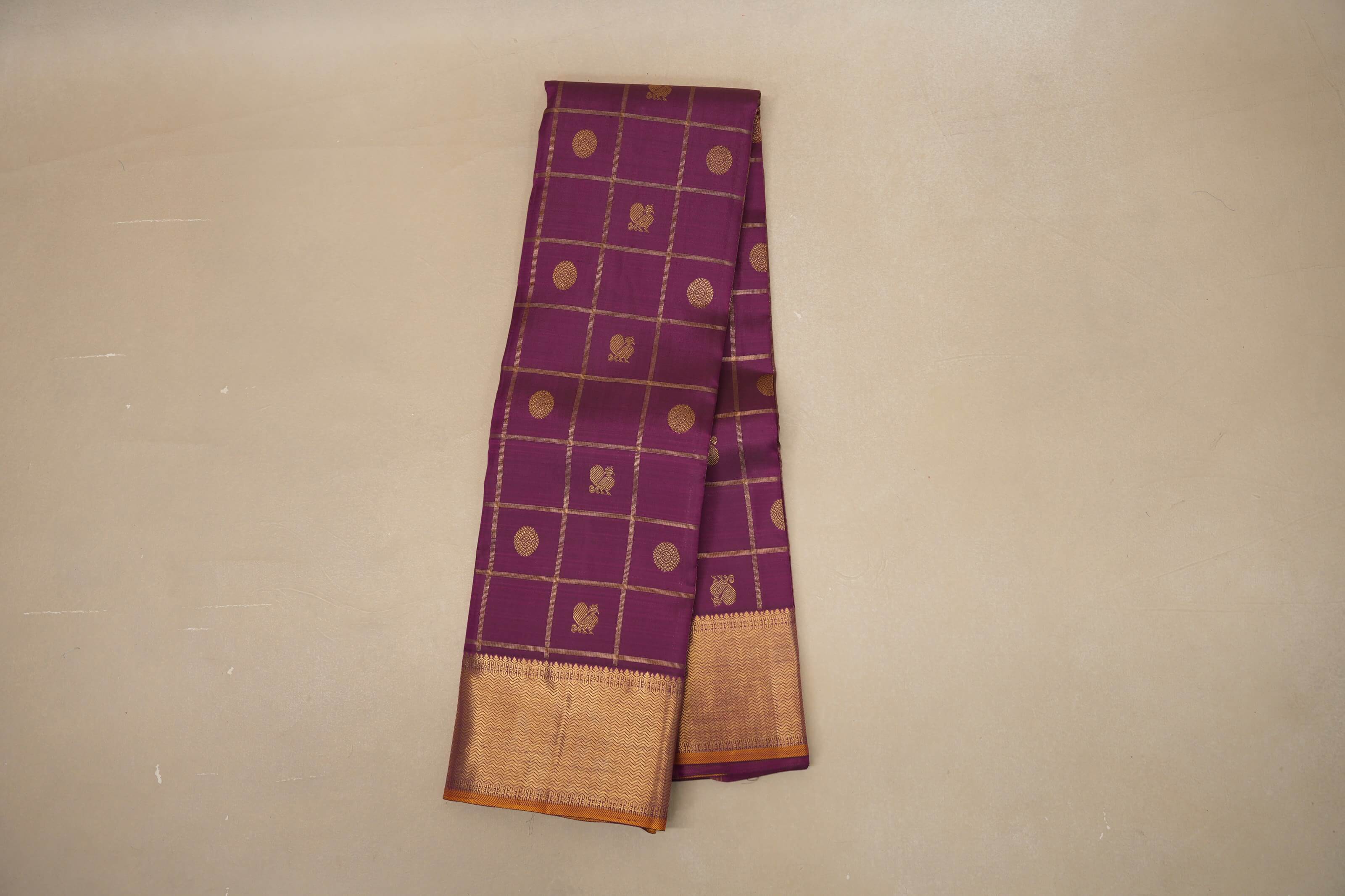 Deep magenta Heirloom Kanjivaram Silk Saree SS8759