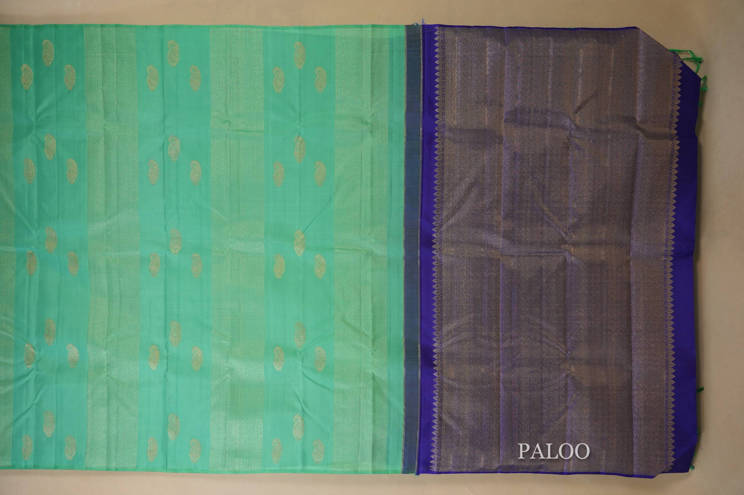 Rama green Kanjivaram Silk Saree PALOO