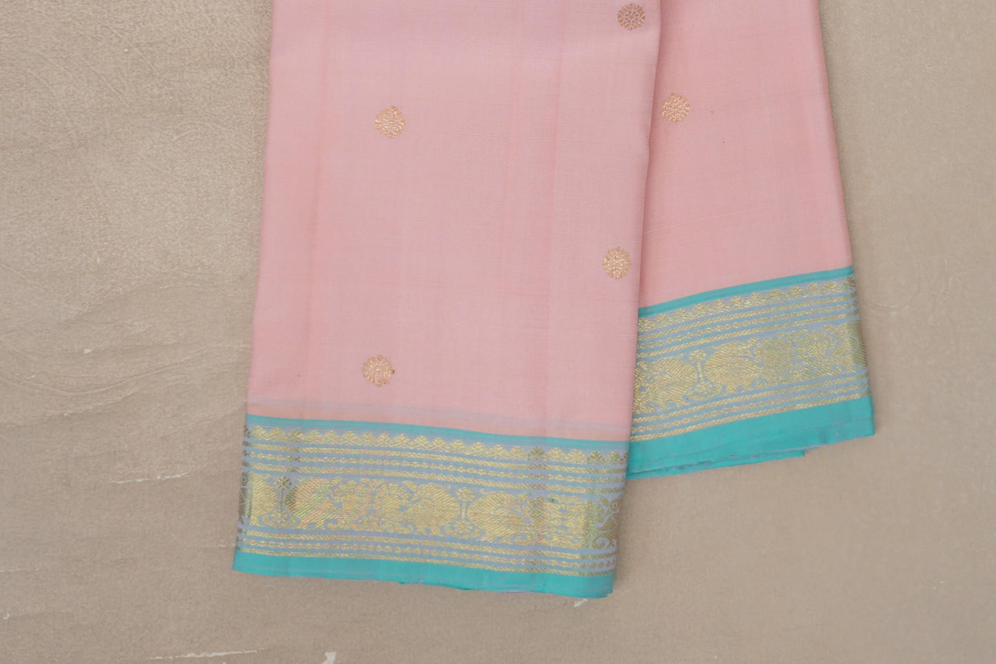 Baby Pink Vintage Kanjivaram Silk Saree border