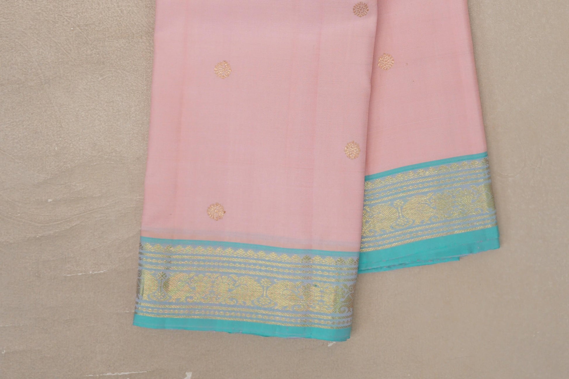 Baby Pink Vintage Kanjivaram Silk Saree border