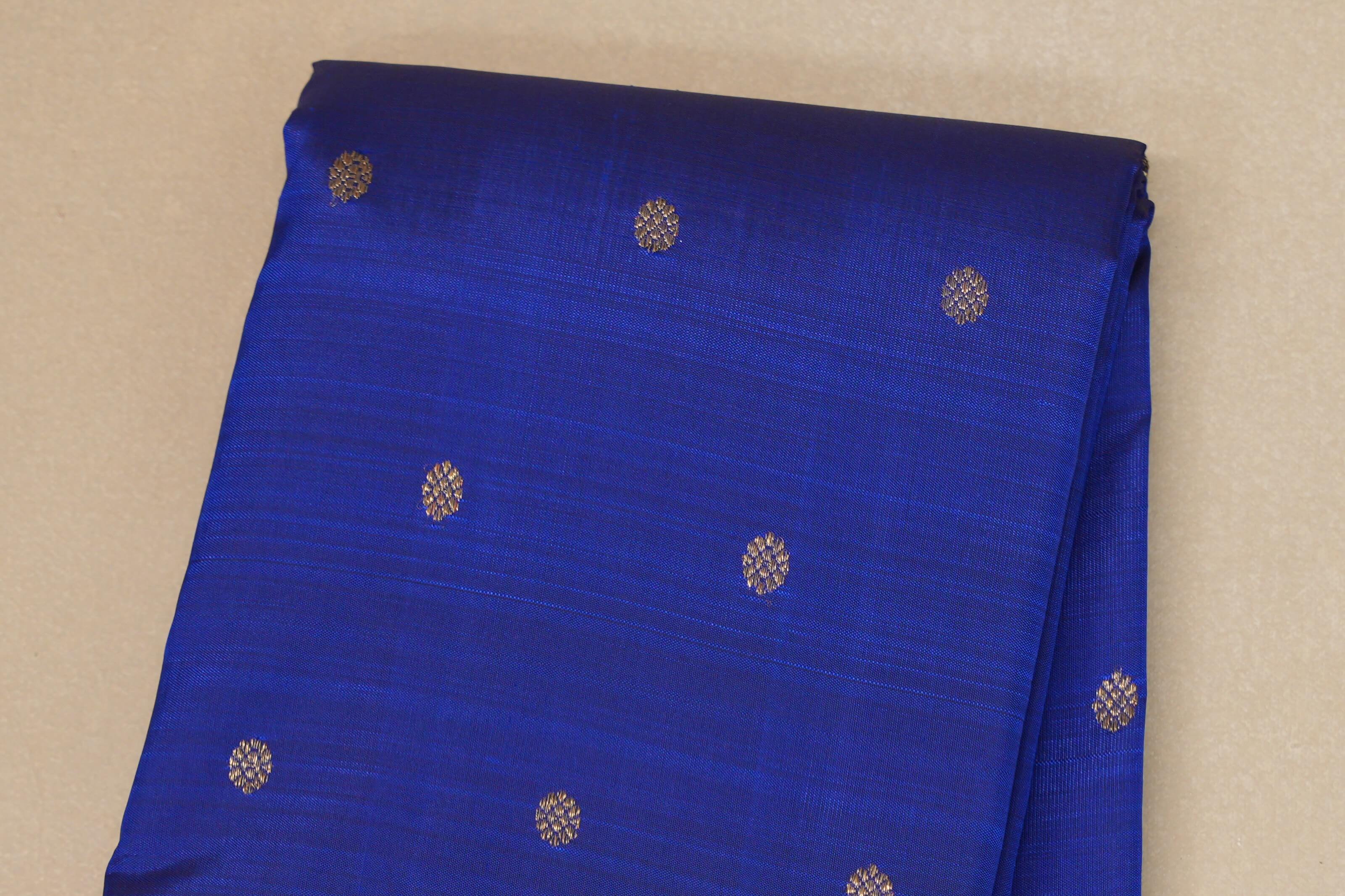 Royal blue with Tomato Red border Heirloom Kanjivaram Silk Saree by Shreenivas Silks body