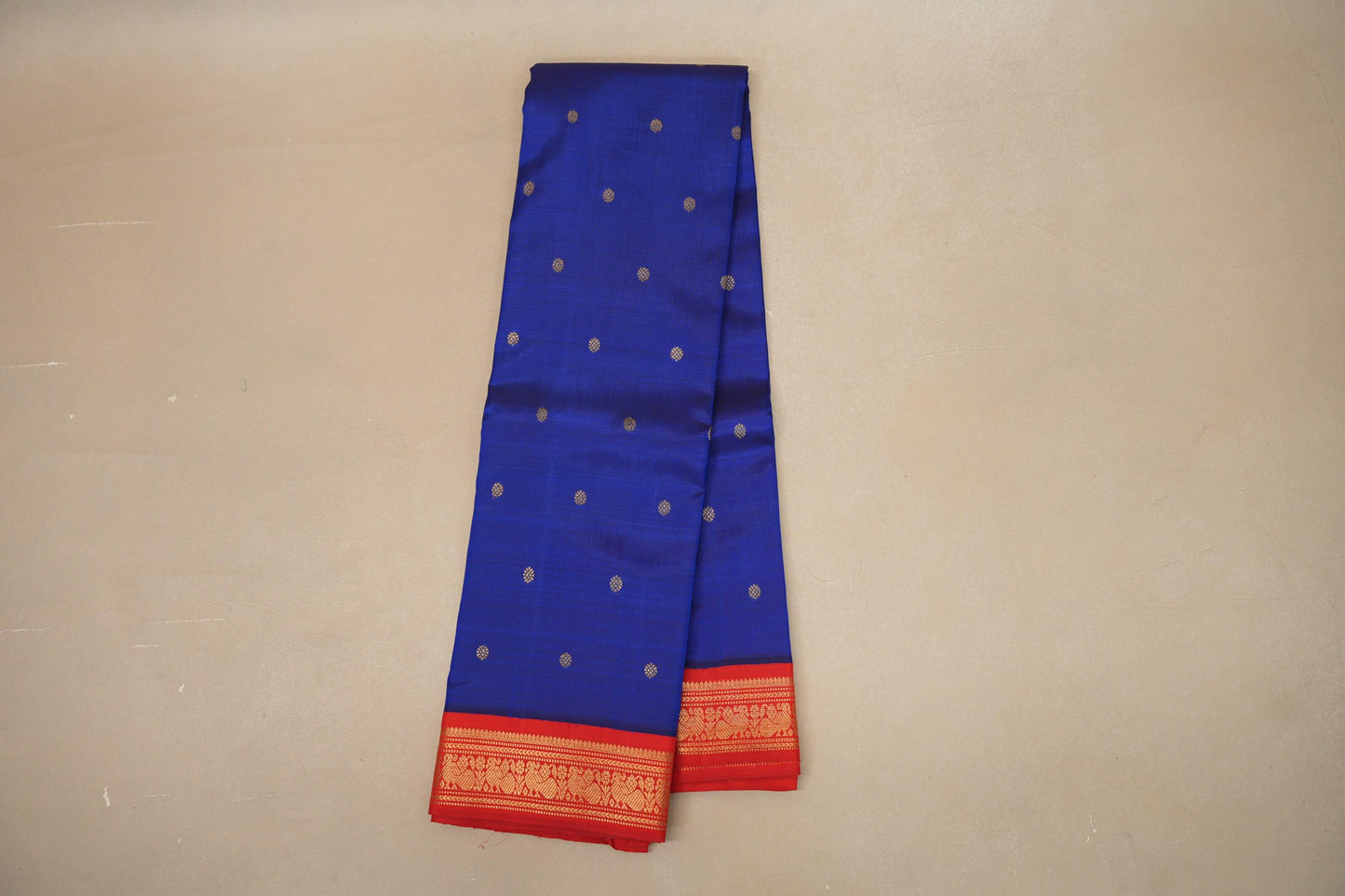 Royal blue with Tomato Red border Heirloom Kanjivaram Silk Saree SS8760