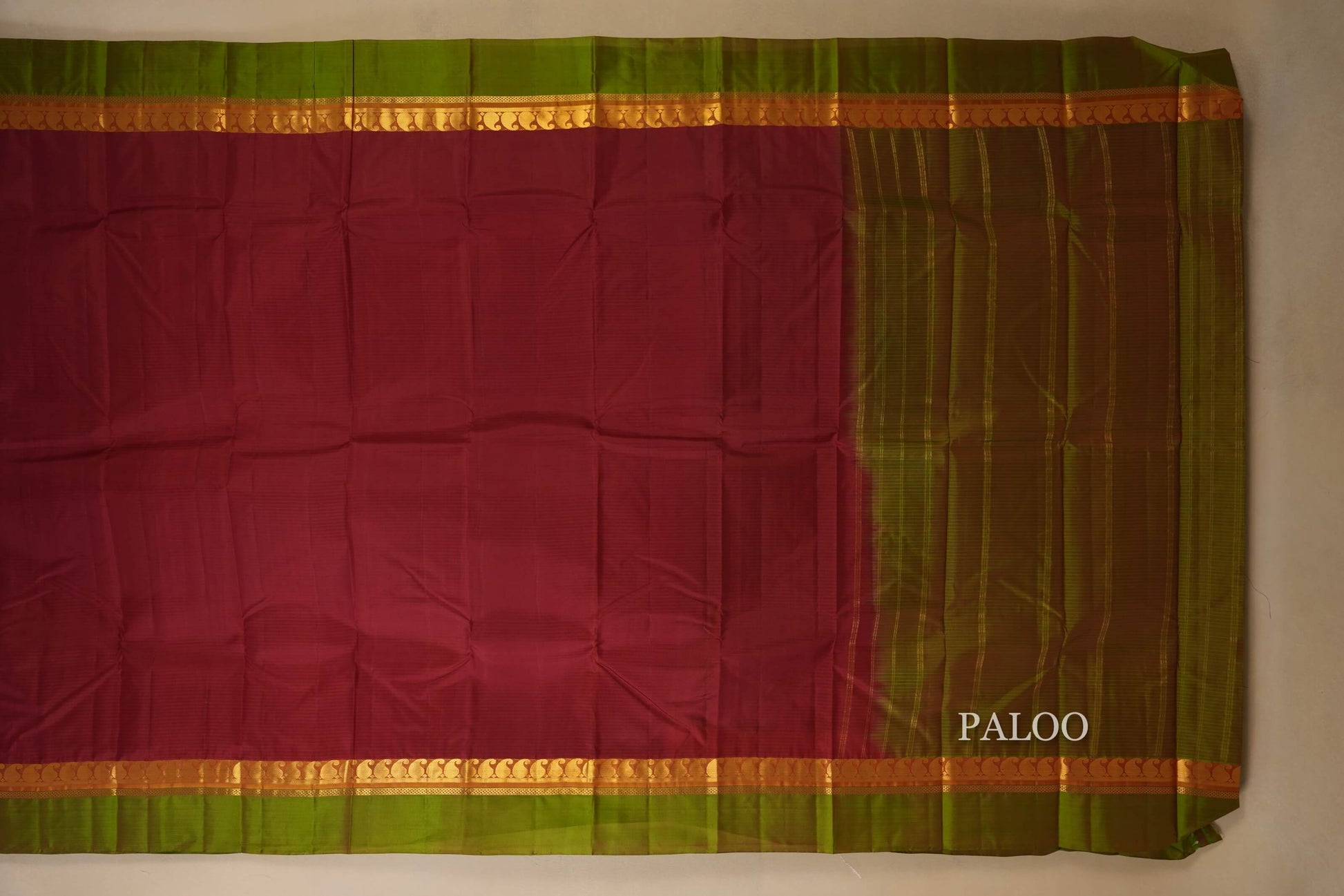 maroon kanjivaram silk saree paloo