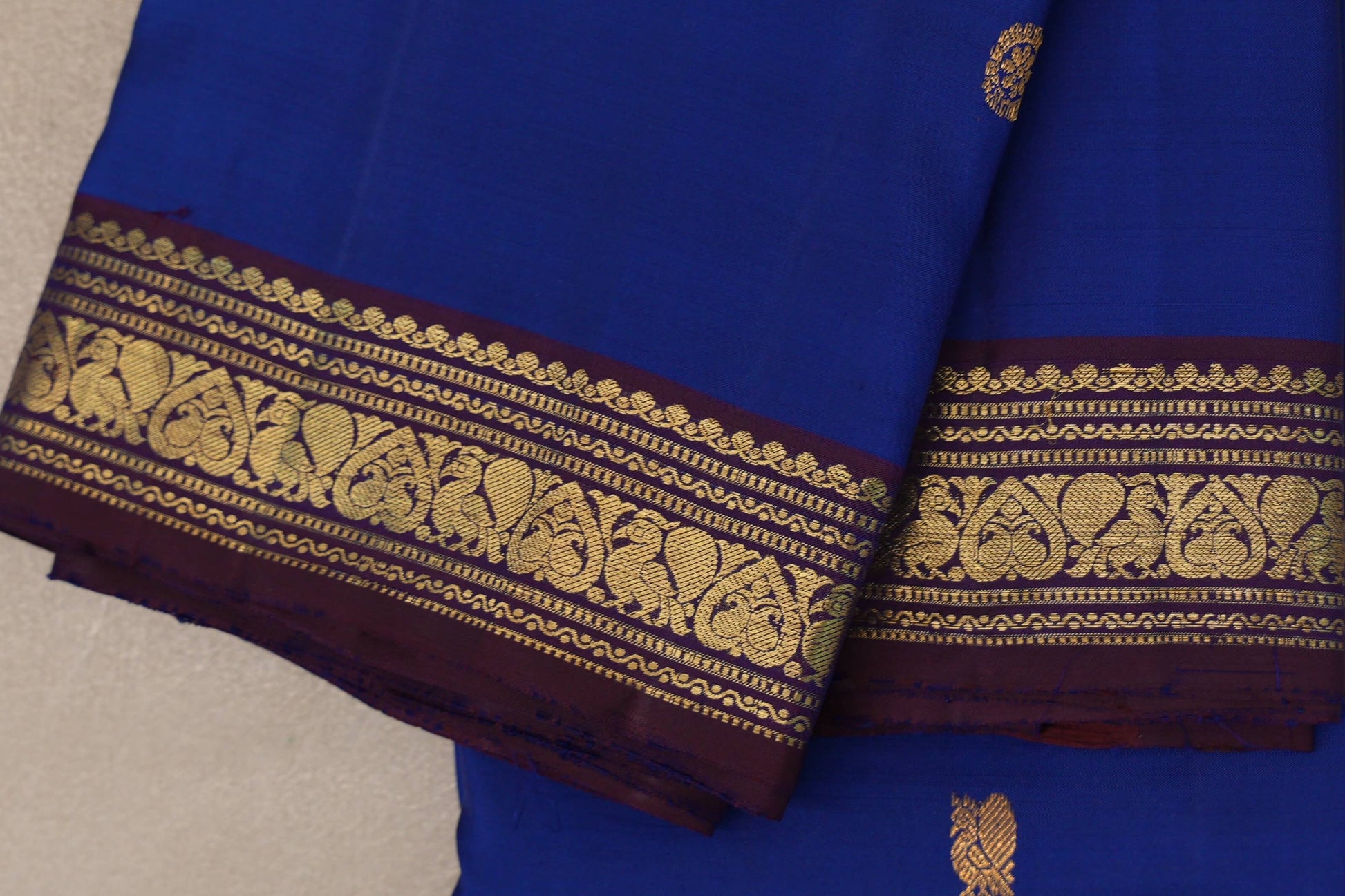 Deep Blue Vintage Kanjivaram Silk Saree border