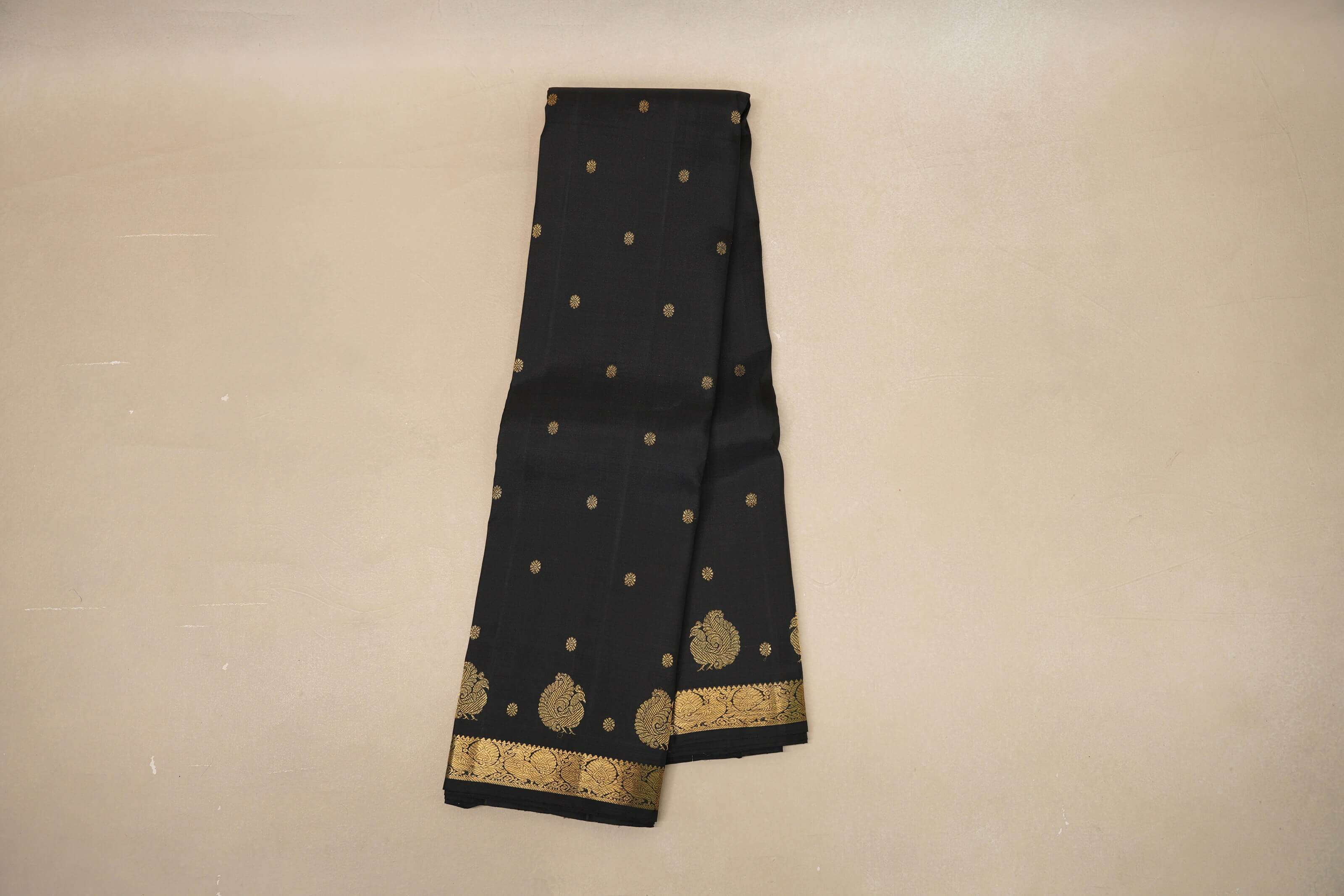 Black Heirloom Kanjivaram Silk Saree SS8762