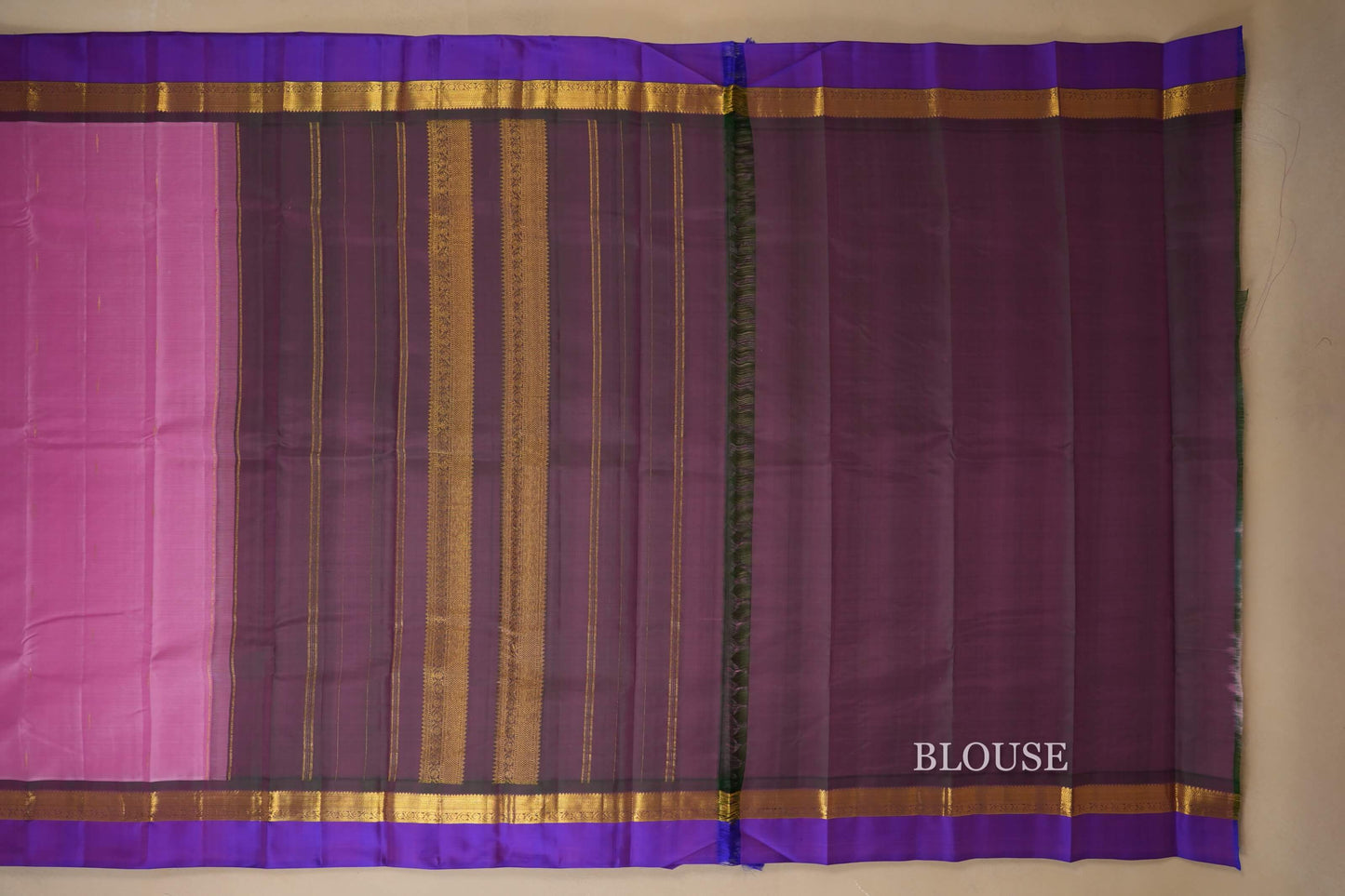 Baby Pink kanjivaram Silk Saree blouse