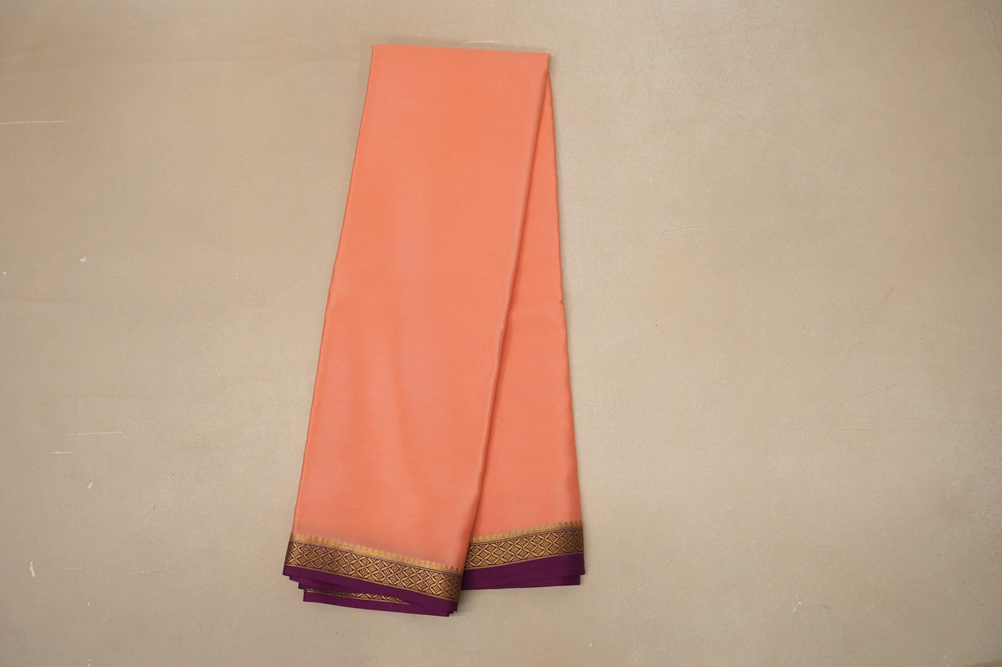 Peach pink with Deep Magenta Borders Mysore Silk Saree SS8763