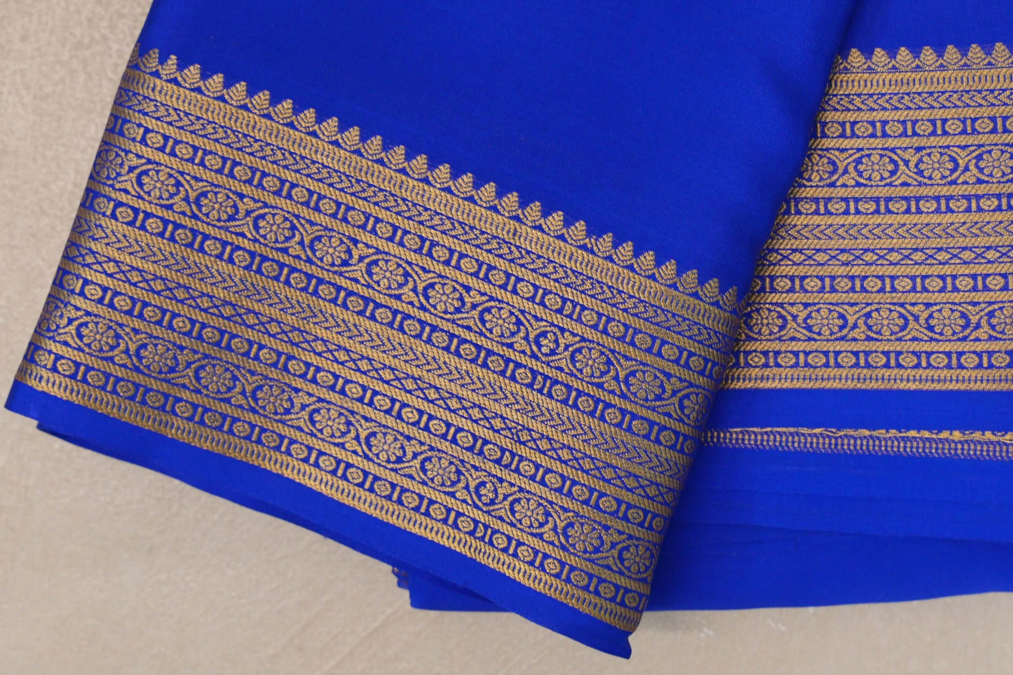 Bright Royal Blue Mysore Silk Saree border