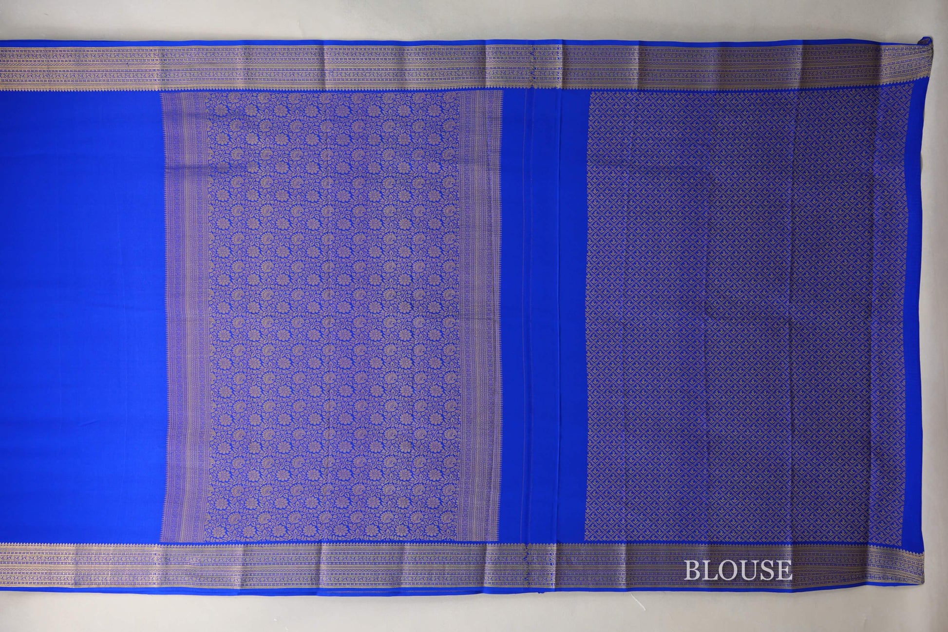 Bright Royal Blue Mysore Silk Saree blouse
