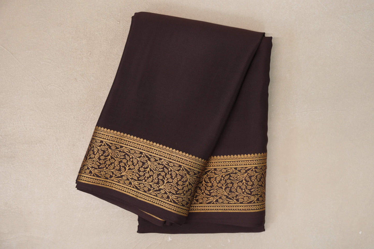 Dark Coffee Brown Mysore Silk Saree