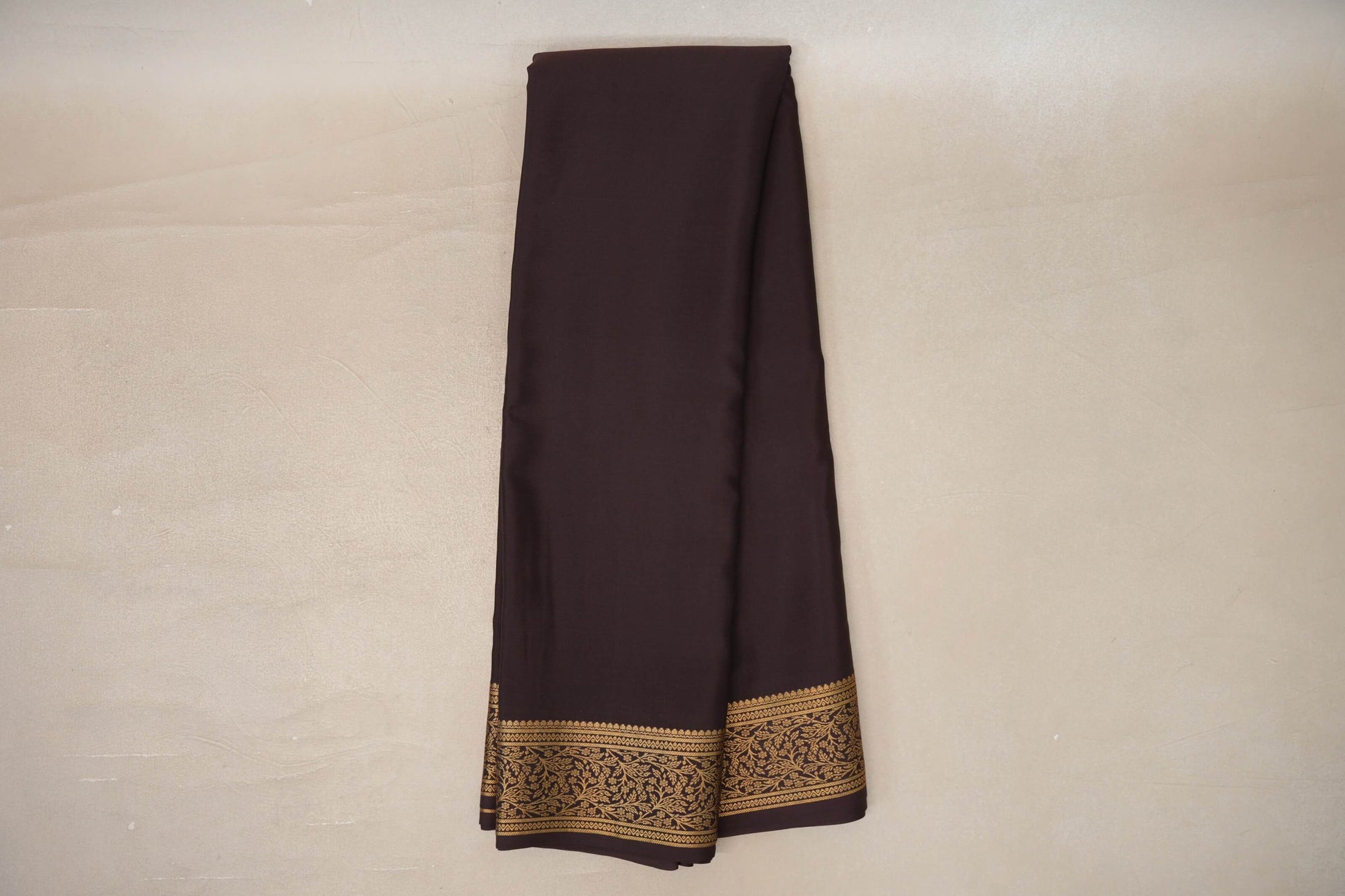 Online Dark Coffee Brown Mysore Silk Saree