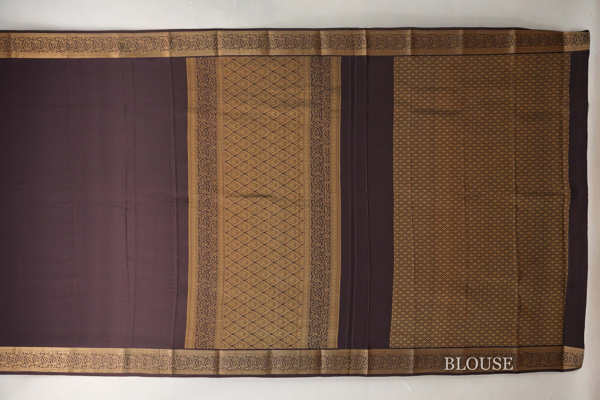 Dark Coffee Brown Mysore Silk Saree blouse
