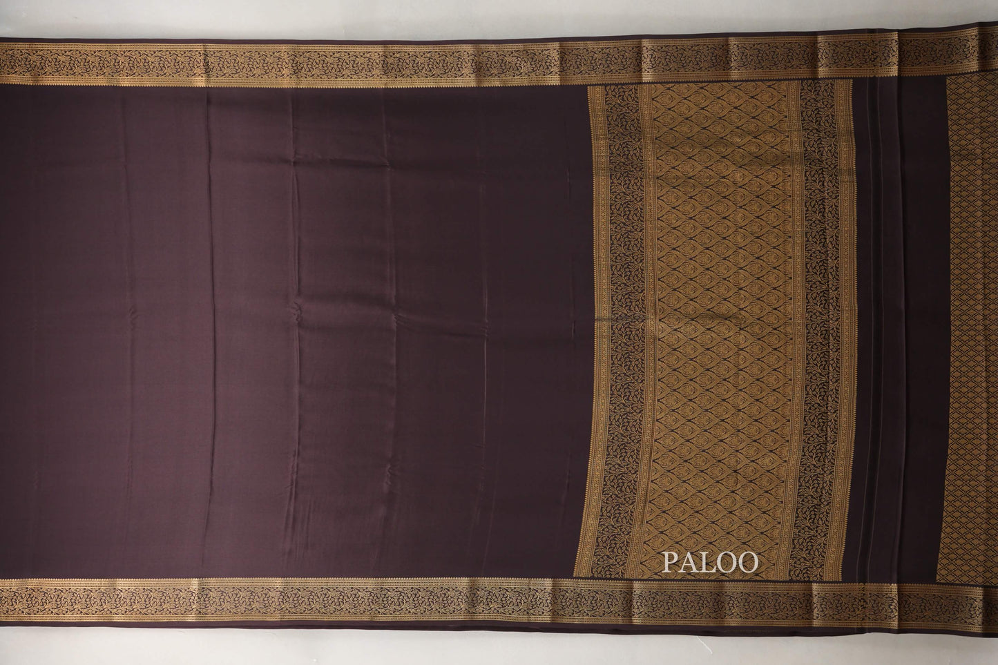 Dark Coffee Brown Mysore Silk Saree paloo