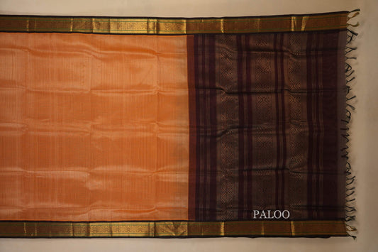 Dark Beige with Coffee Brown Borders Vintage Silk Cotton Saree SS7724