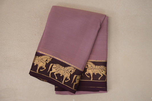 Dusty Mauve with Deep Plum Borders Mysore Silk Saree 