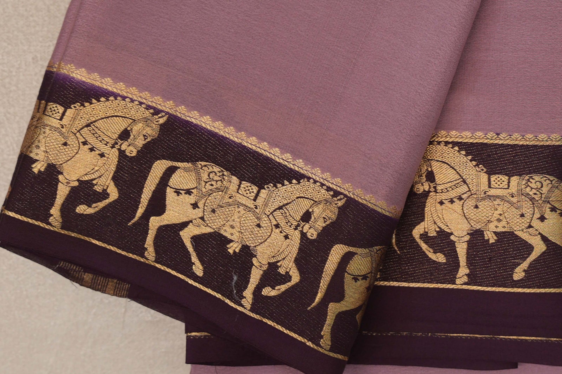 Dusty Mauve Mysore Silk Saree border