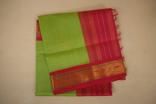 Pista Green Silk Cotton Saree