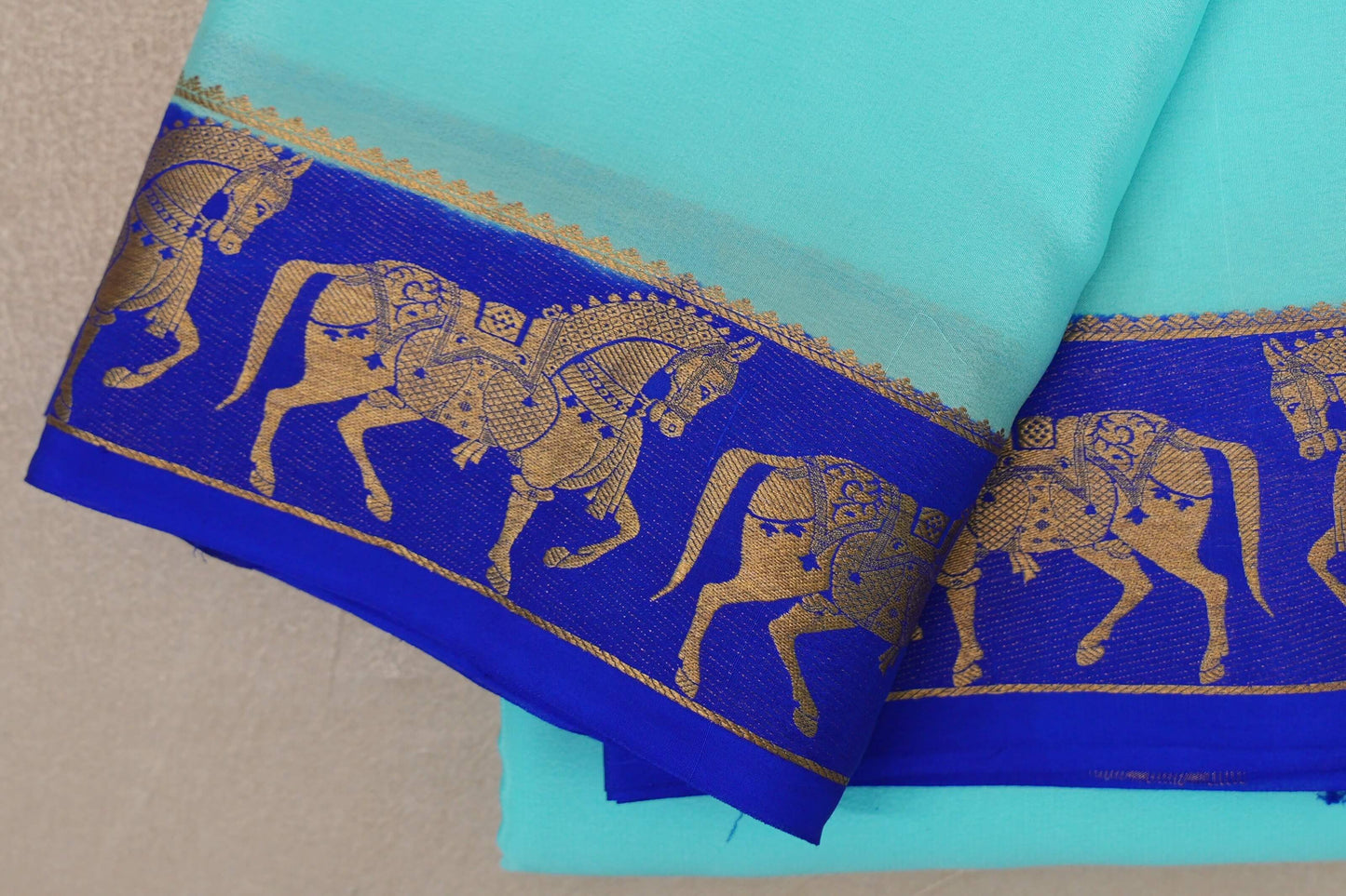 Light Sky Blue Mysore Silk Saree border