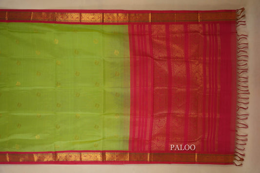 Pista Green Silk Cotton Saree paloo