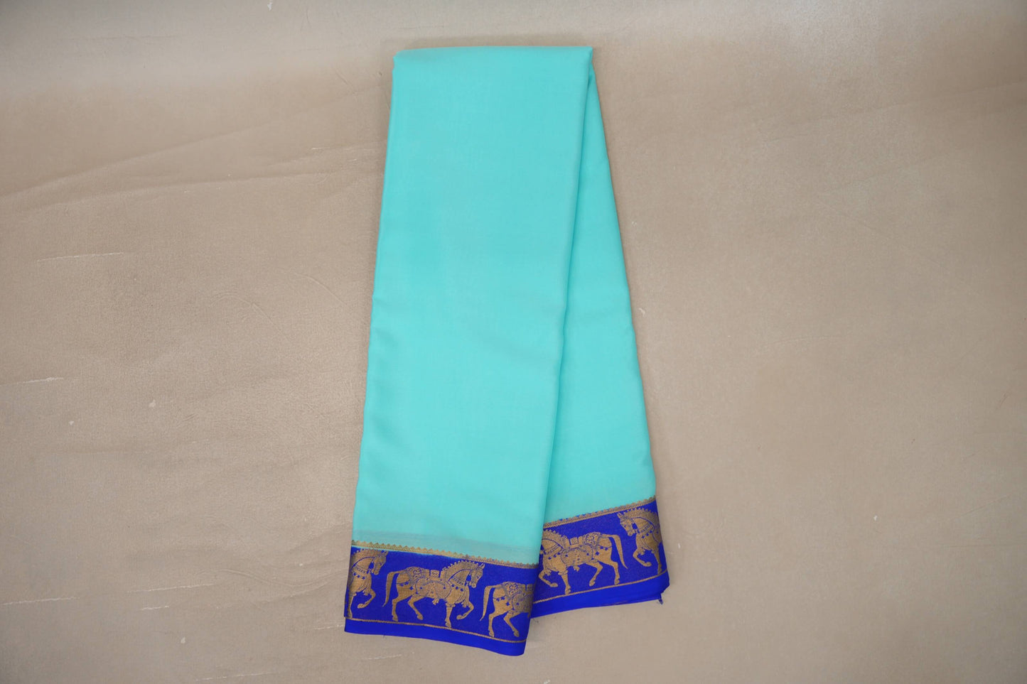 Online Light Sky Blue with Royal Blue Borders Mysore Silk Saree