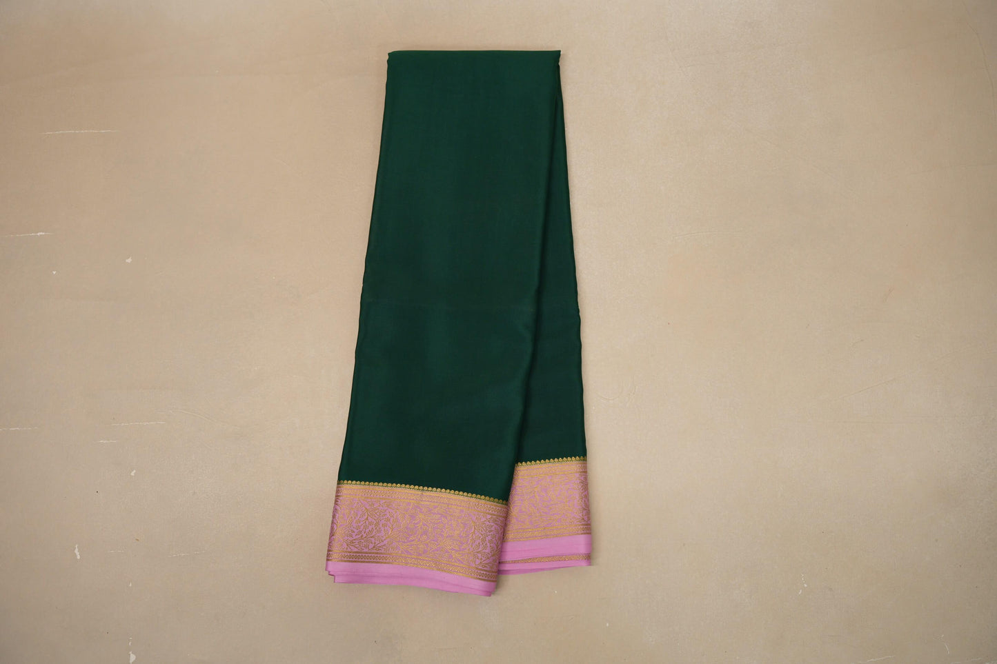 Bottle green with Baby Pink border Mysore Silk Saree SS8768