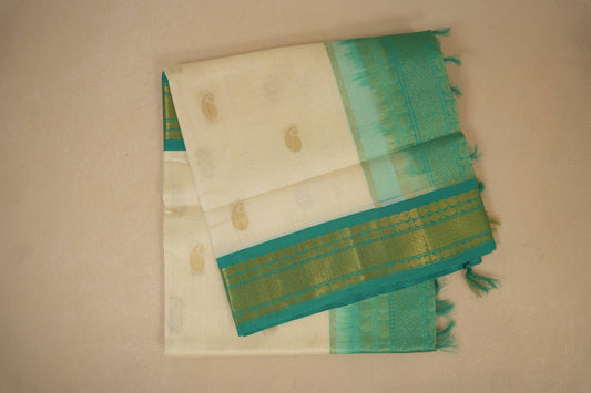 Off White Silk Cotton Saree