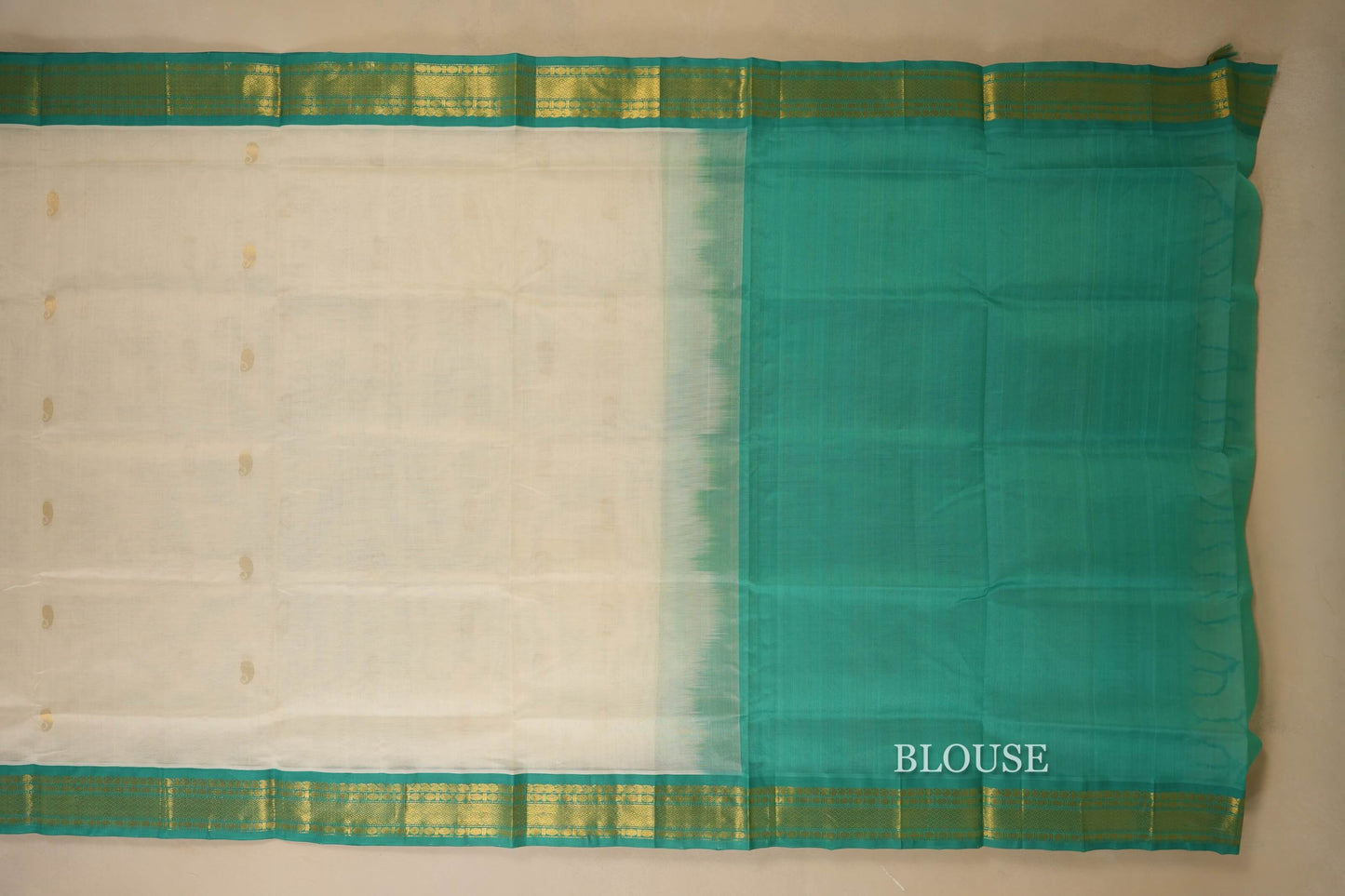 Off White Silk Cotton Saree blouse