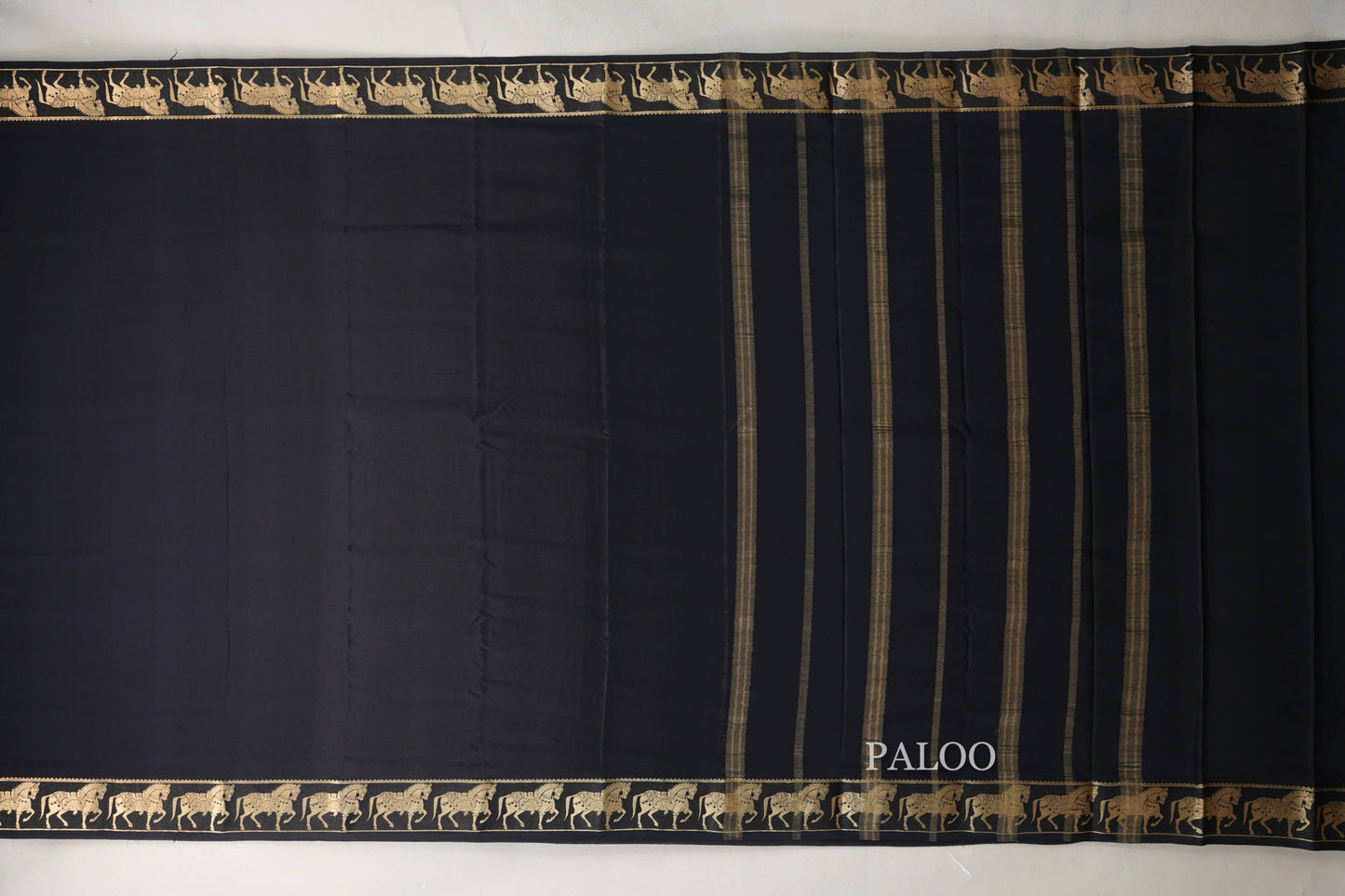 Black Mysore Silk Saree paloo