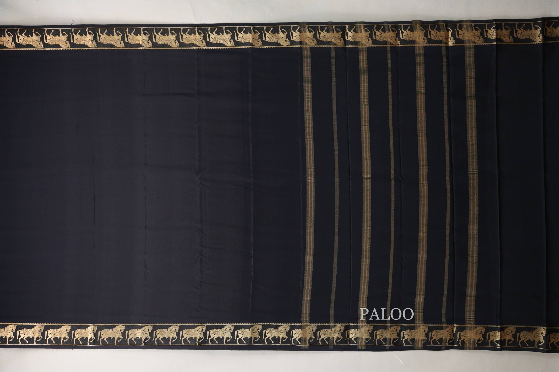 Black Mysore Silk Saree paloo