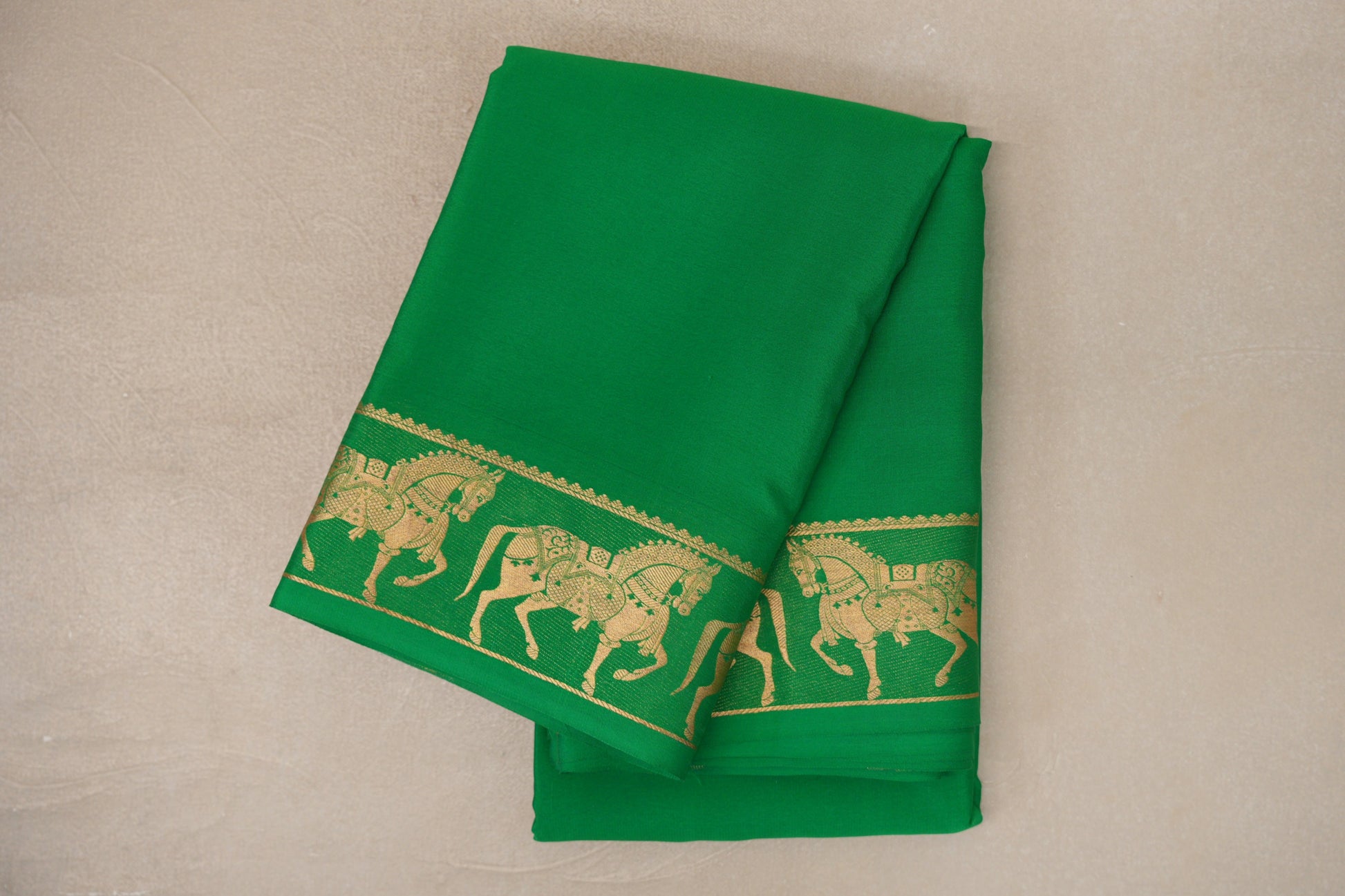 Parrot Green Mysore Silk Saree