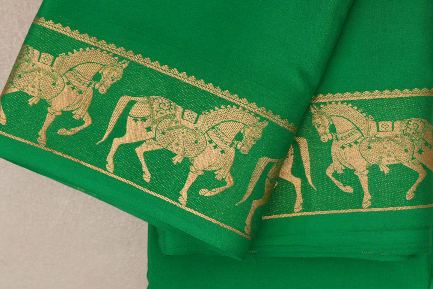 Parrot Green Mysore Silk Saree border