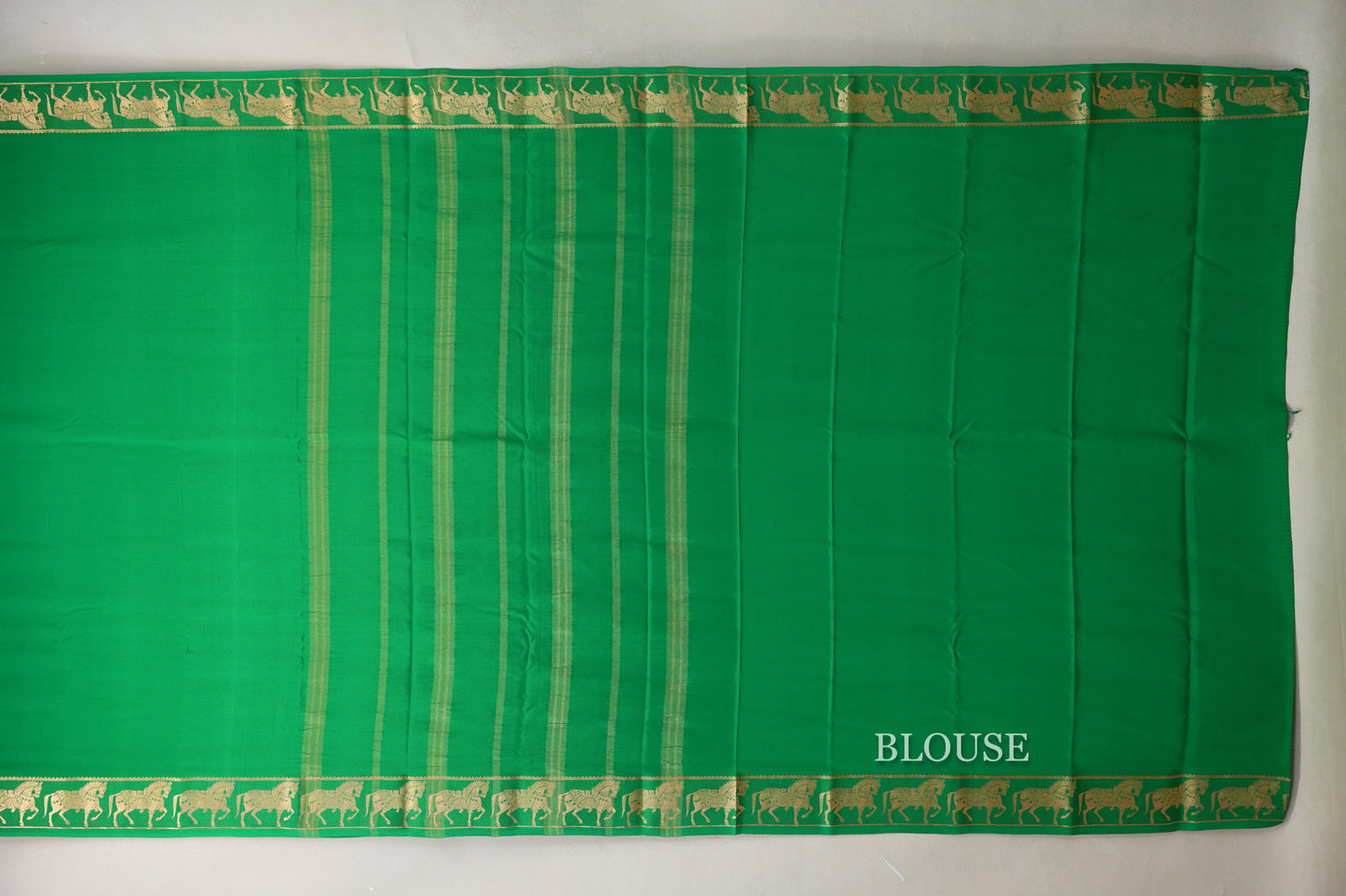 Parrot Green Mysore Silk Saree blouse