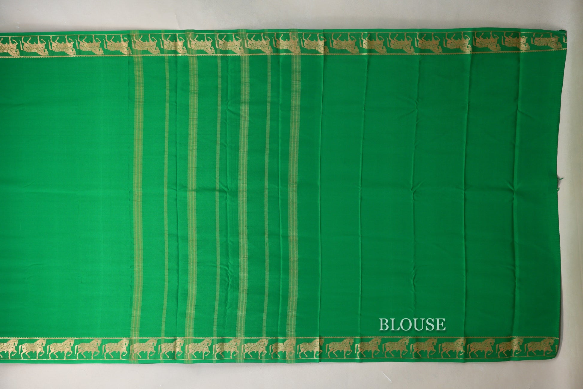 Parrot Green Mysore Silk Saree blouse