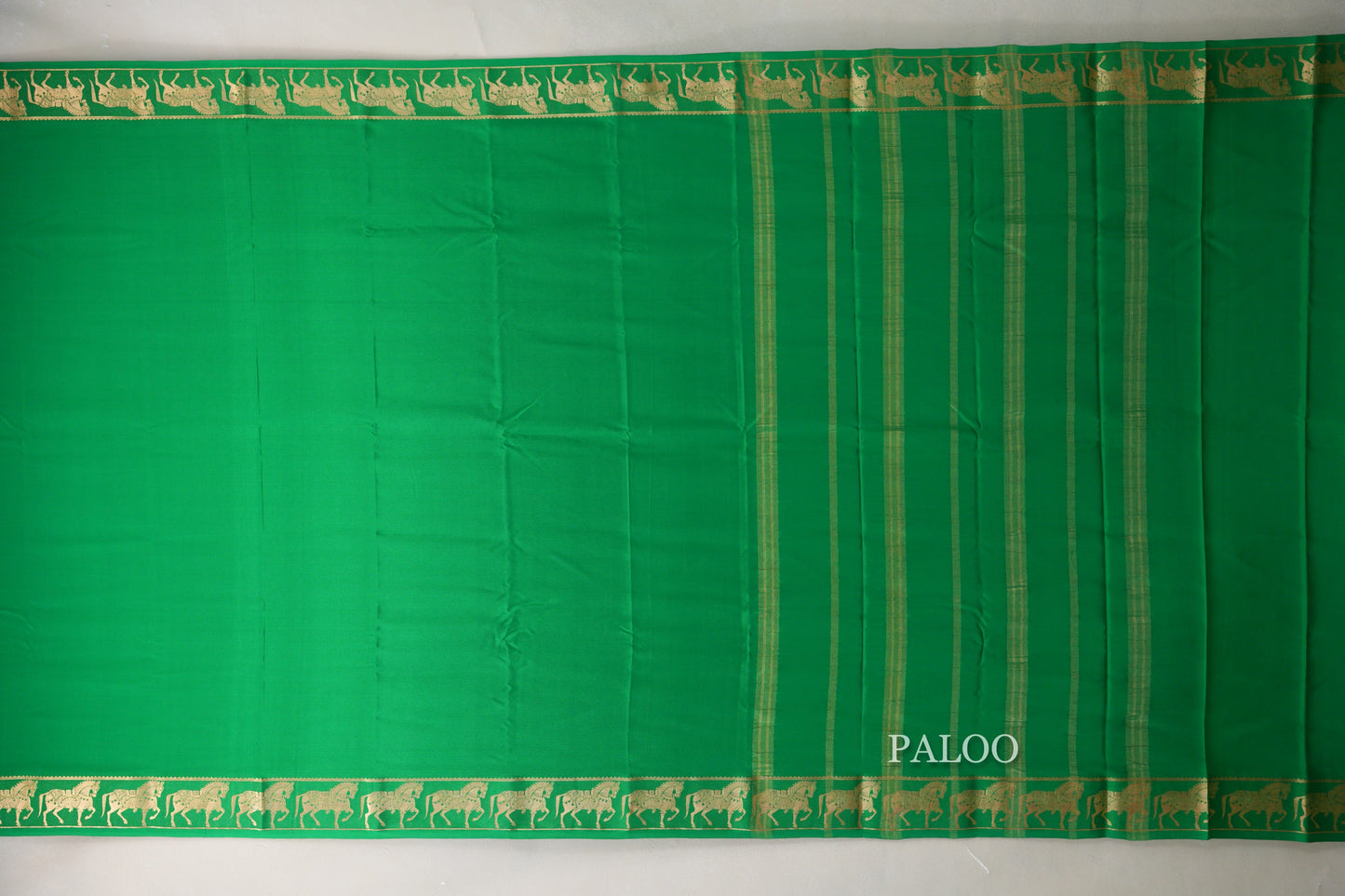 Parrot Green Mysore Silk Saree paloo