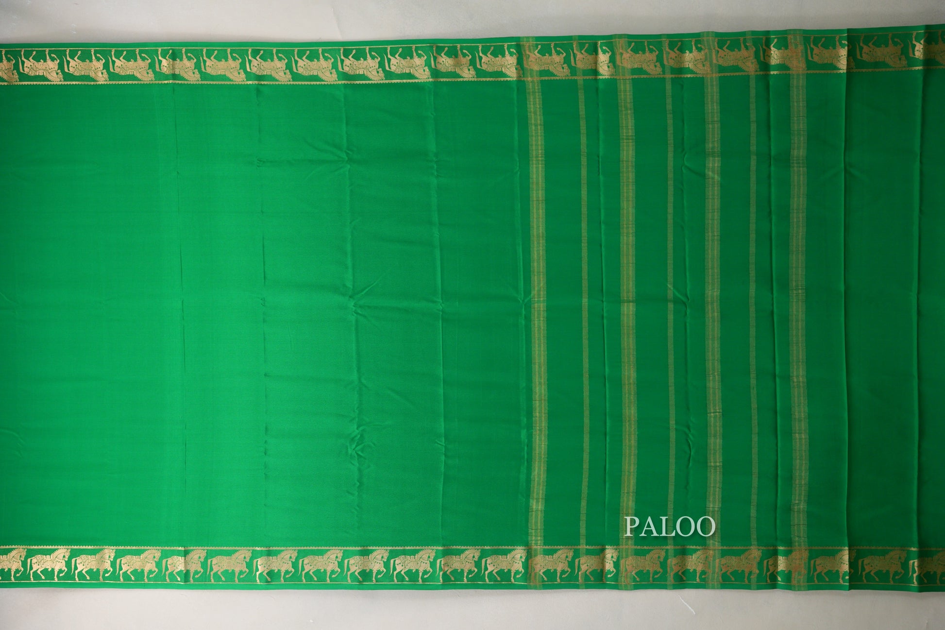 Parrot Green Mysore Silk Saree paloo
