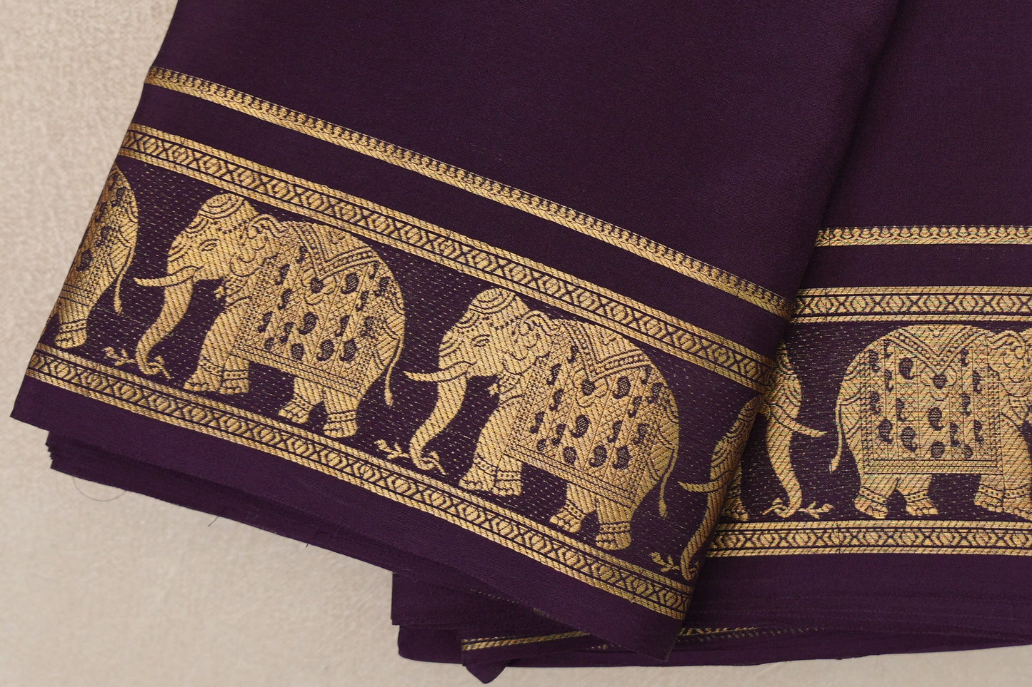 Deep Purple Mysore Silk Saree border