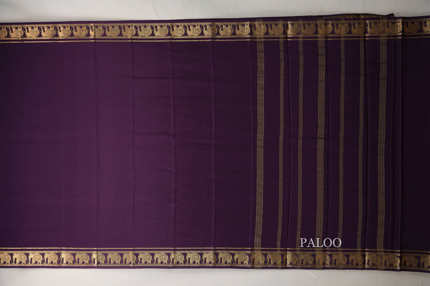 Deep Purple Mysore Silk Saree paloo
