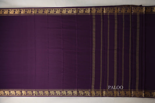 Deep Purple Mysore Silk Saree paloo