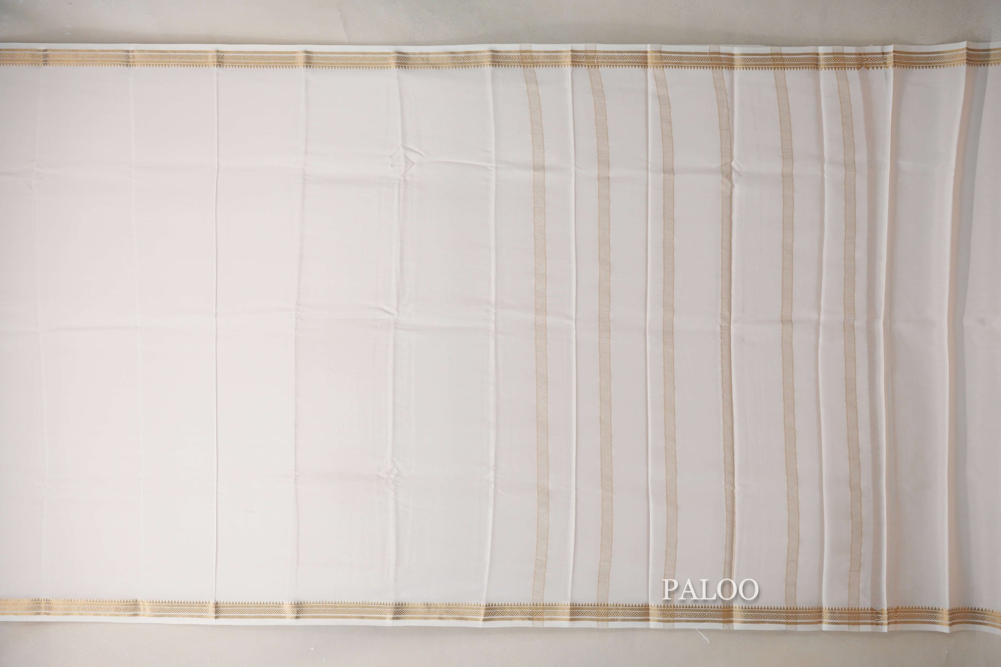 Cream Mysore Silk Saree paloo